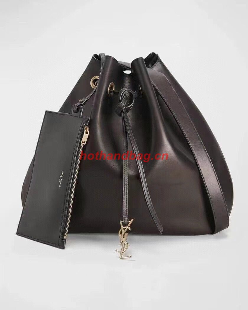 SAINT LAUREN PARIS VII LARGE FLAT HOBO BAG IN SMOOTH LEATHER 697941 black SAINT LAUREN PARIS VII LARGE FLAT HOBO BAG IN SMOOTH LEATHER 697941 black