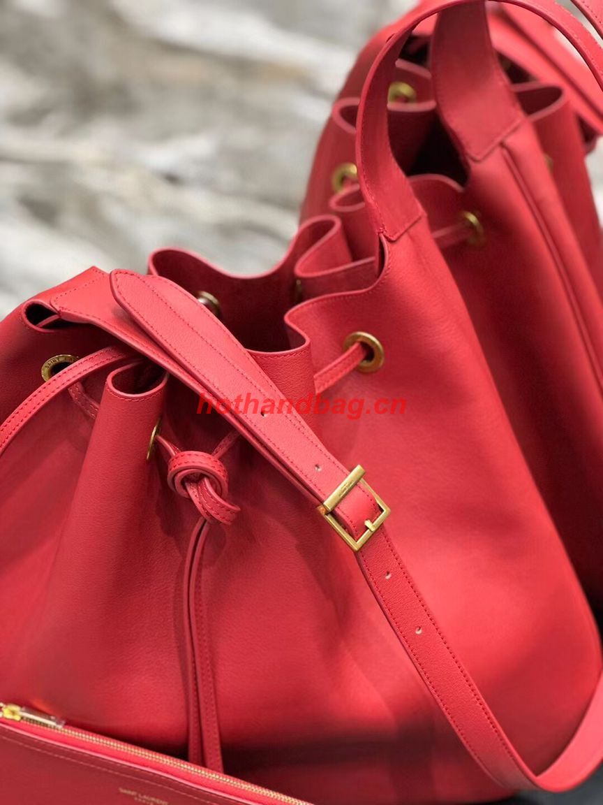 SAINT LAUREN PARIS VII LARGE FLAT HOBO BAG IN SMOOTH LEATHER 697941 red SAINT LAUREN PARIS VII LARGE FLAT HOBO BAG IN SMOOTH LEATHER 697941 red