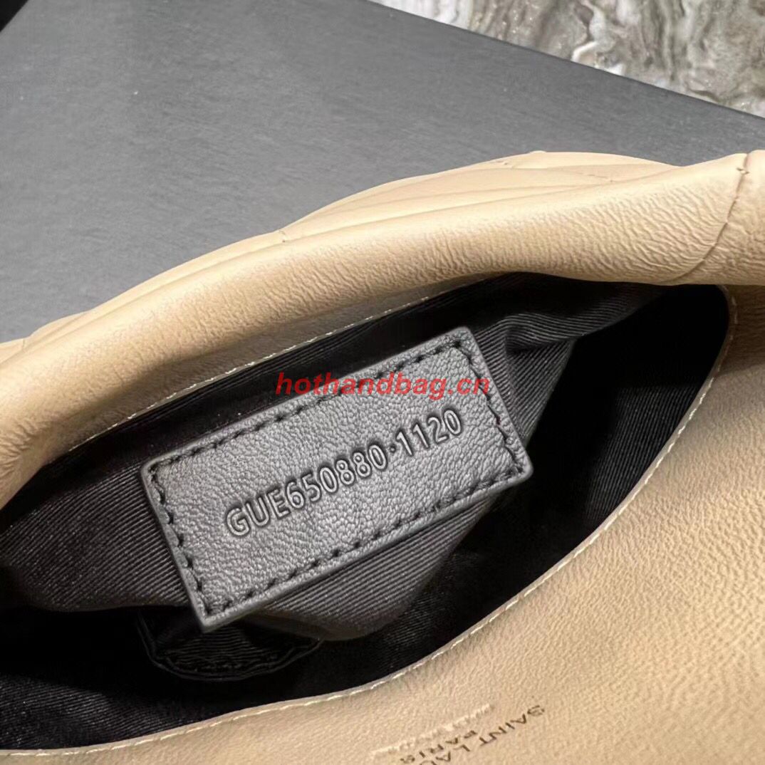 SAINT LAUREN PUFFER SMALL POUCH IN QUILTED LAMBSKIN 6508801 TAUPE&GOLD SAINT LAUREN PUFFER SMALL POUCH IN QUILTED LAMBSKIN 6508801 TAUPE&GOLD