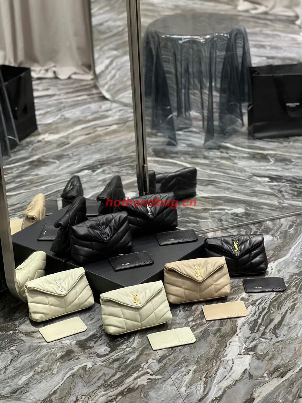 SAINT LAUREN PUFFER SMALL POUCH IN QUILTED LAMBSKIN 6508801 black&silver SAINT LAUREN PUFFER SMALL POUCH IN QUILTED LAMBSKIN 6508801 black&silver