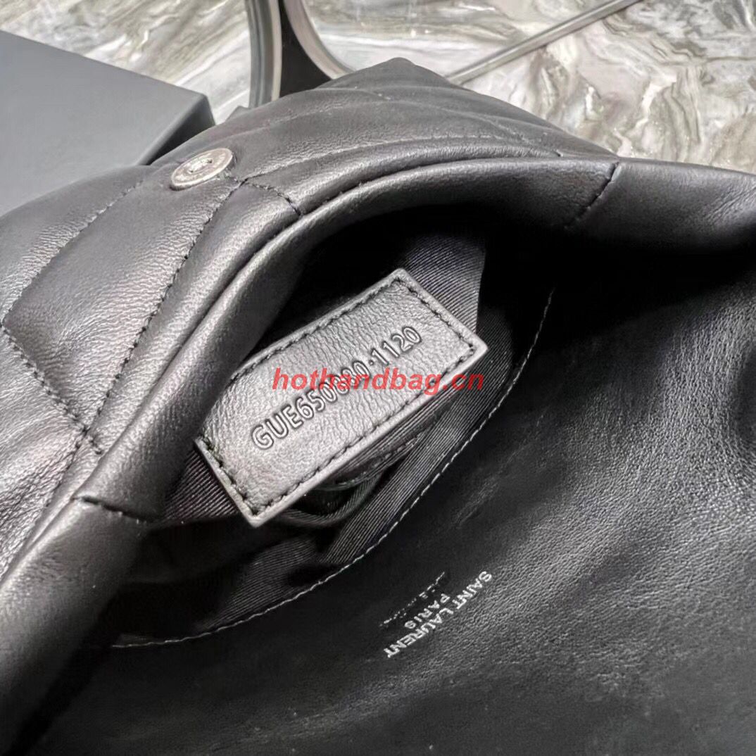 SAINT LAUREN PUFFER SMALL POUCH IN QUILTED LAMBSKIN 6508801 black&silver SAINT LAUREN PUFFER SMALL POUCH IN QUILTED LAMBSKIN 6508801 black&silver