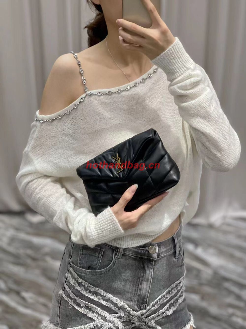 SAINT LAUREN PUFFER SMALL POUCH IN QUILTED LAMBSKIN 6508801 black SAINT LAUREN PUFFER SMALL POUCH IN QUILTED LAMBSKIN 6508801 black