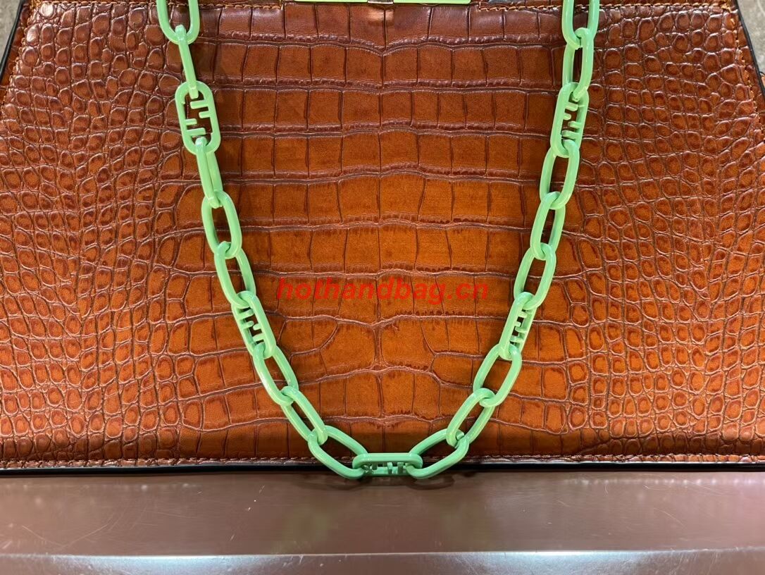Fendi Peekaboo Cut Medium Alligator pattern bag 8BN340 BROWN Fendi Peekaboo Cut Medium Alligator pattern bag 8BN340 BROWN