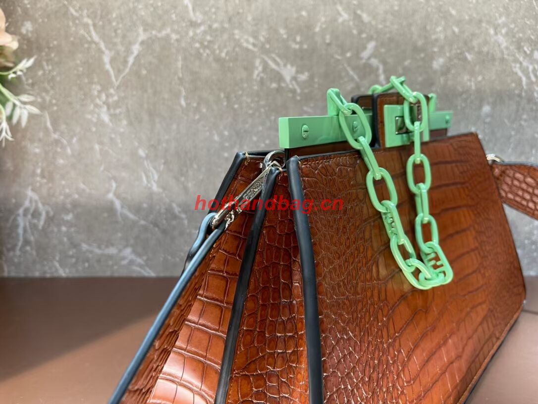 Fendi Peekaboo Cut Medium Alligator pattern bag 8BN340 BROWN Fendi Peekaboo Cut Medium Alligator pattern bag 8BN340 BROWN