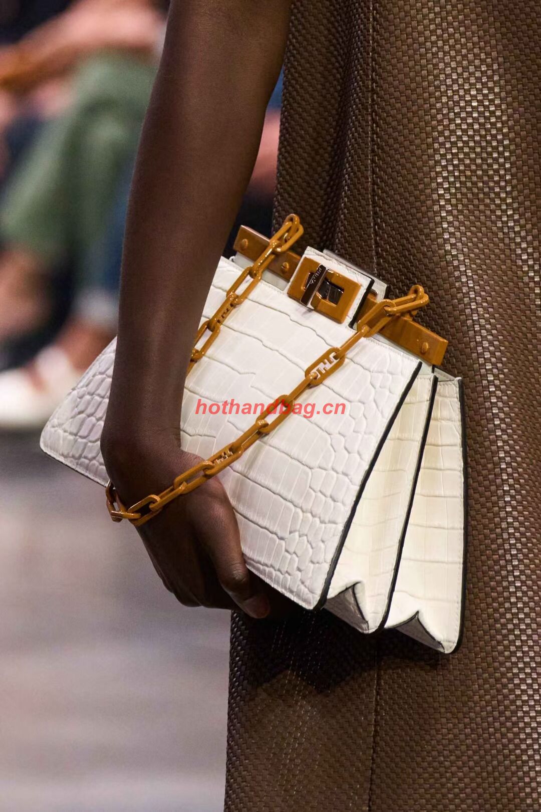 Fendi Peekaboo Cut Medium Alligator pattern bag 8BN340 WHITE Fendi Peekaboo Cut Medium Alligator pattern bag 8BN340 WHITE