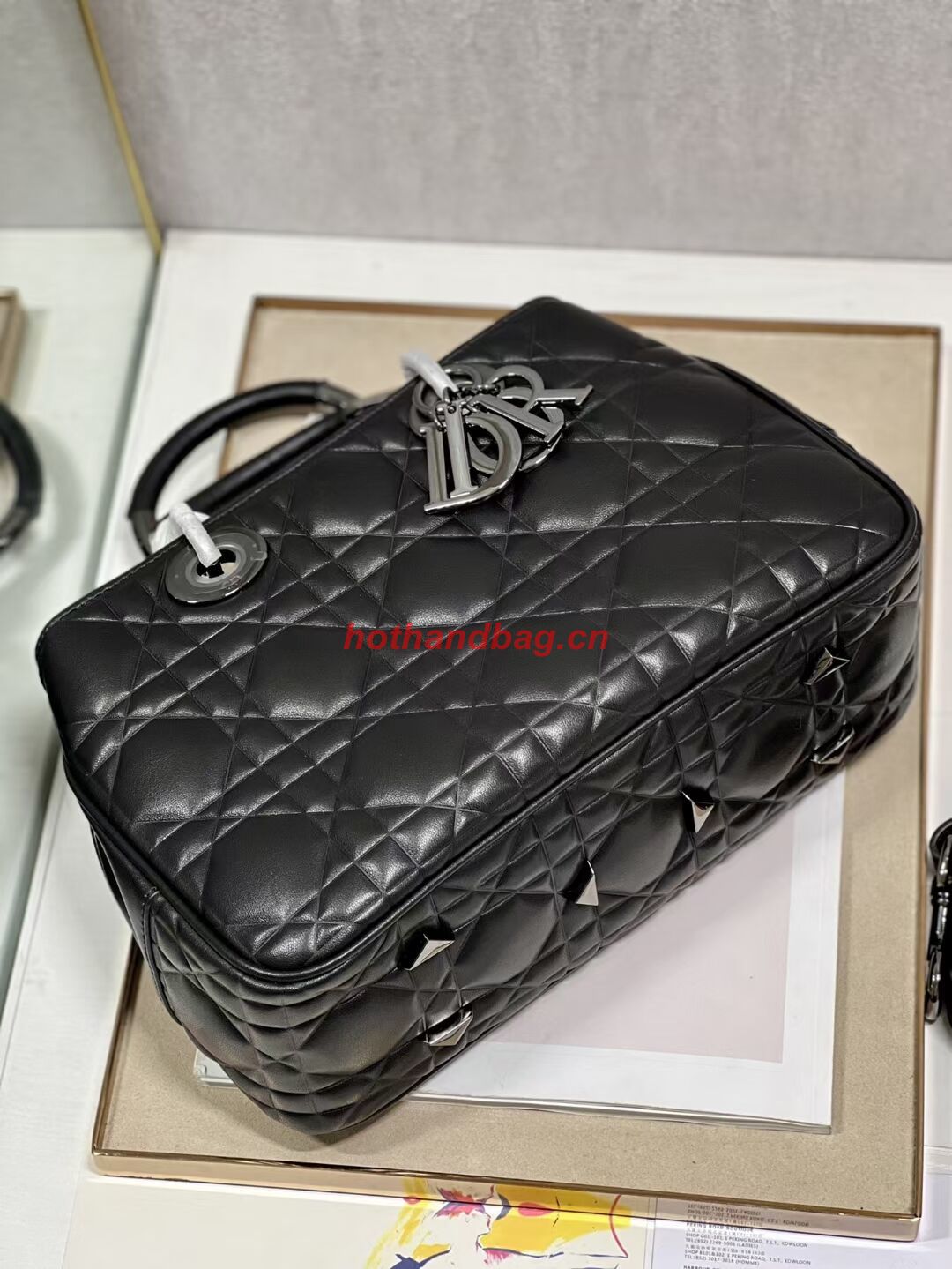 LADY DIOR TOP HANDLE MEDIUM BAG Cannage Lambskin C9226 BLACK&BLACK LADY DIOR TOP HANDLE MEDIUM BAG Cannage Lambskin C9226 BLACK&BLACK