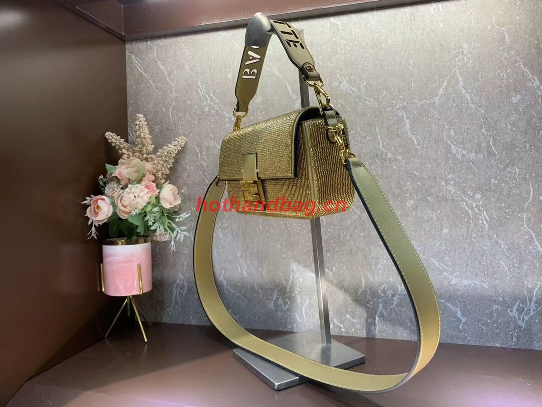 Fendi Baguette crystals and leather bag F0961 gold Fendi Baguette crystals and leather bag F0961 gold