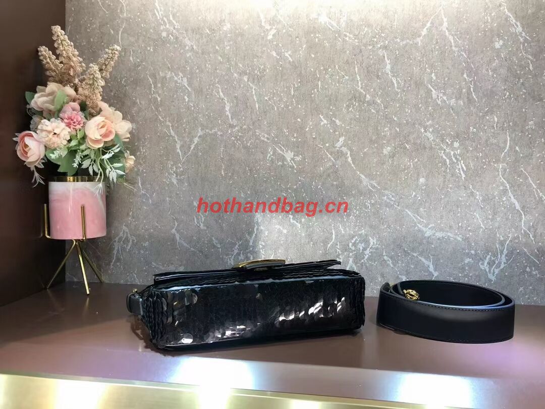 Fendi Baguette sequin and leather bag 8BR600 black Fendi Baguette sequin and leather bag 8BR600 black