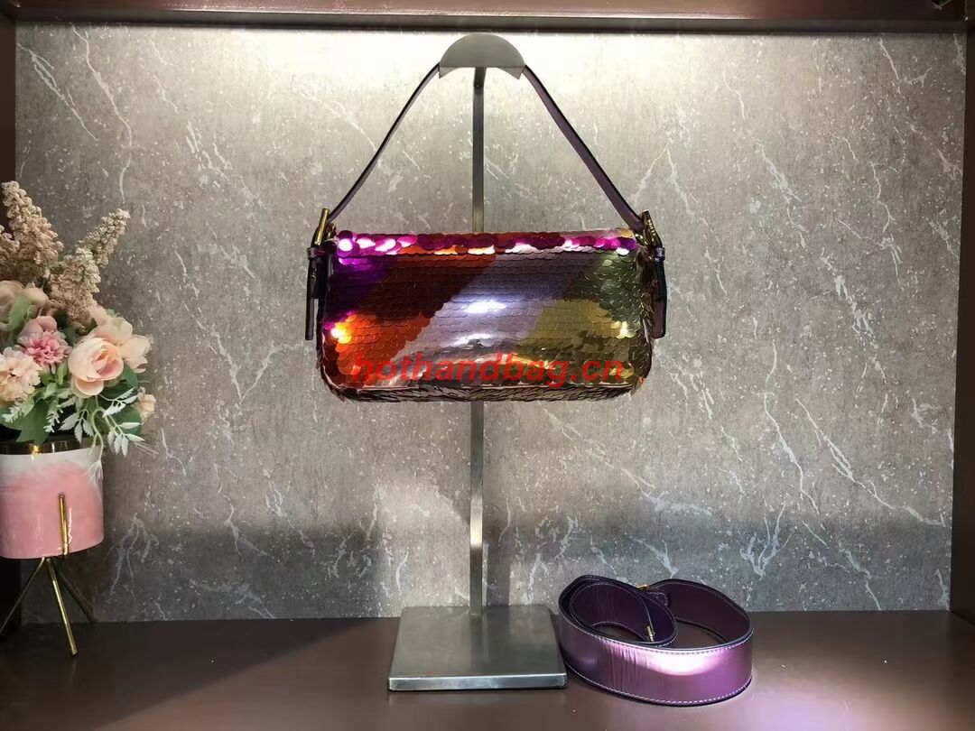 Fendi Baguette sequin and leather bag 8BR600 brown Fendi Baguette sequin and leather bag 8BR600 brown