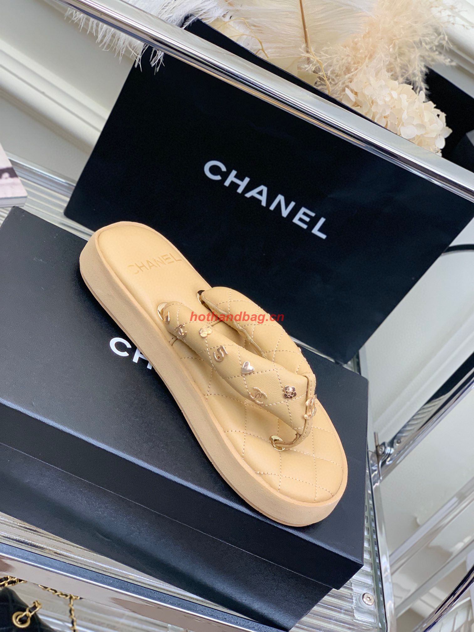 Chanel slippers CS39621 Apricot Chanel slippers CS39621 Apricot