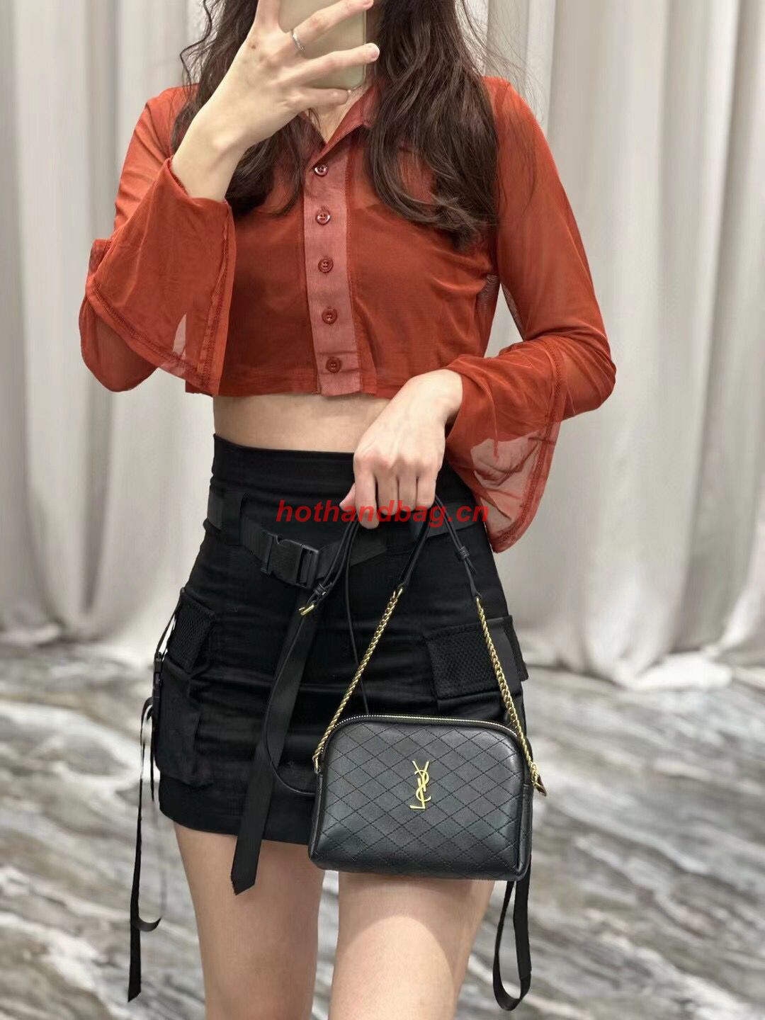 SAINT LAUREN GABY ZIPPED POUCH IN QUILTED LAMBSKIN 7336671 BLACK SAINT LAUREN GABY ZIPPED POUCH IN QUILTED LAMBSKIN 7336671 BLACK