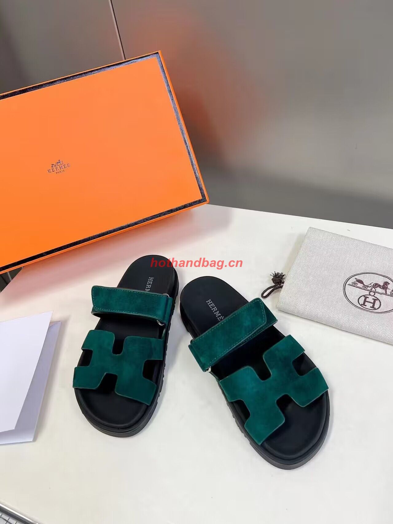 Hermes Shoes 2022 Chypre sandals HM63920 Green Hermes Shoes 2022 Chypre sandals HM63920 Green