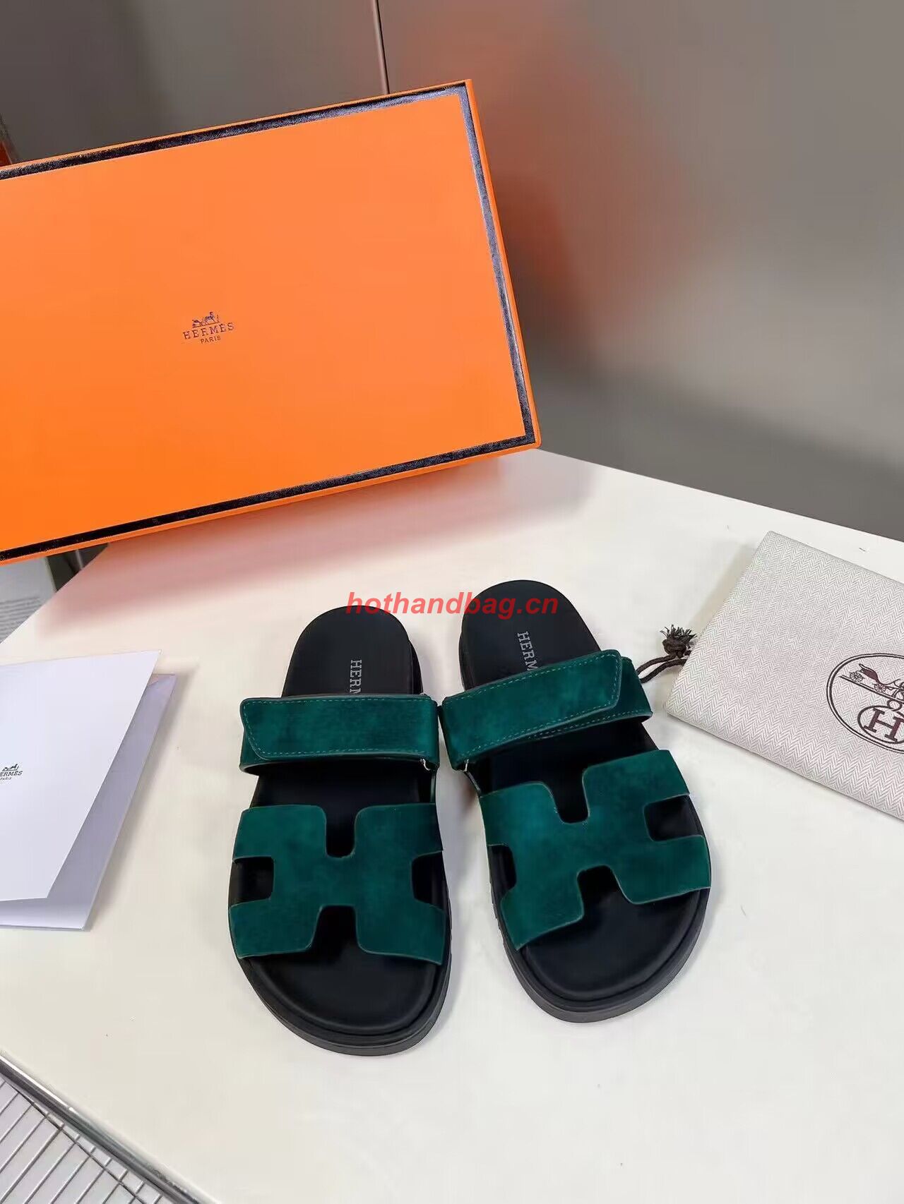 Hermes Shoes 2022 Chypre sandals HM63920 Green Hermes Shoes 2022 Chypre sandals HM63920 Green