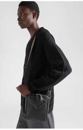 Prada Saffiano leather shoulder bag 2VH154 black Prada Saffiano leather shoulder bag 2VH154 black