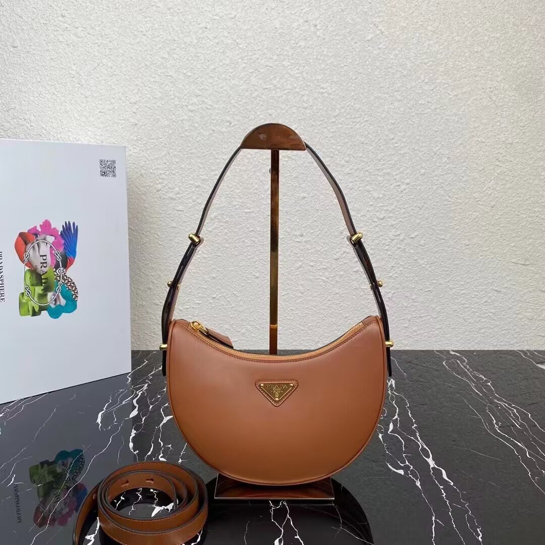 Prada leather shoulder bag 1BC194 brown Prada leather shoulder bag 1BC194 brown