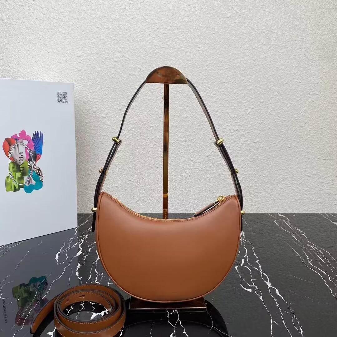 Prada leather shoulder bag 1BC194 brown Prada leather shoulder bag 1BC194 brown