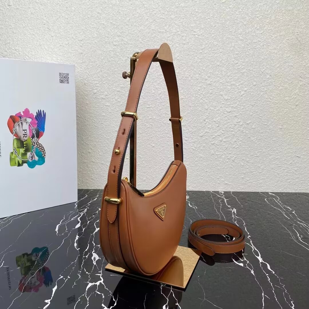 Prada leather shoulder bag 1BC194 brown Prada leather shoulder bag 1BC194 brown