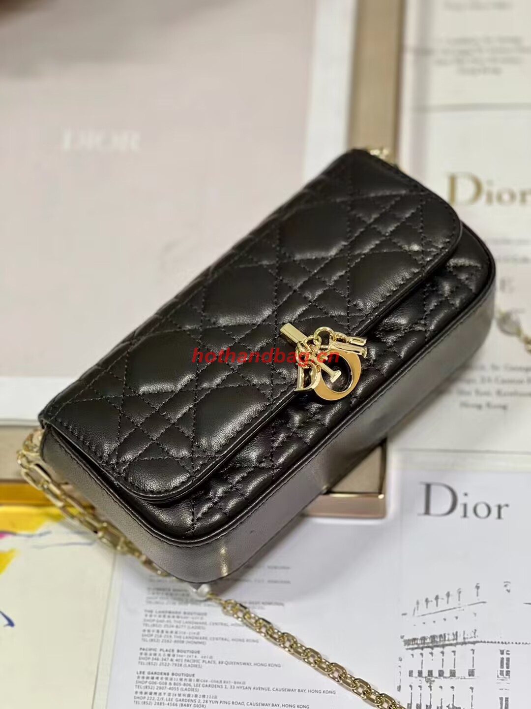 LADY DIOR PHONE POUCH Aesthetic Cannage Lambskin S0977OE black LADY DIOR PHONE POUCH Aesthetic Cannage Lambskin S0977OE black