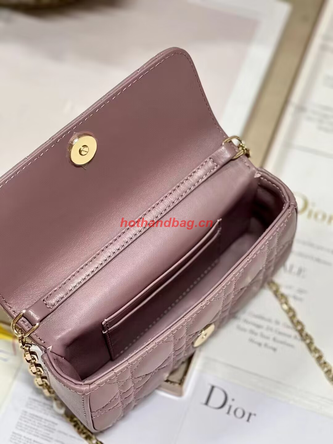 LADY DIOR PHONE POUCH Aesthetic Cannage Lambskin S0977OE pink LADY DIOR PHONE POUCH Aesthetic Cannage Lambskin S0977OE pink
