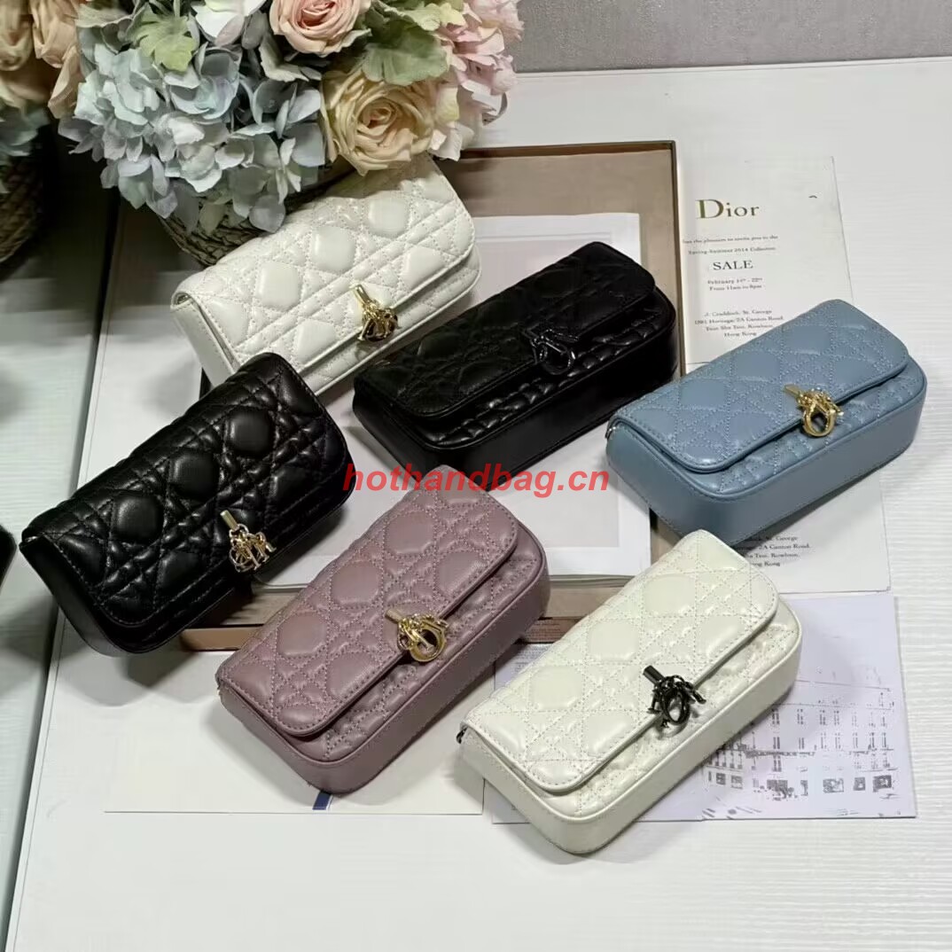 LADY DIOR PHONE POUCH Aesthetic Cannage Lambskin S0977OE pink LADY DIOR PHONE POUCH Aesthetic Cannage Lambskin S0977OE pink