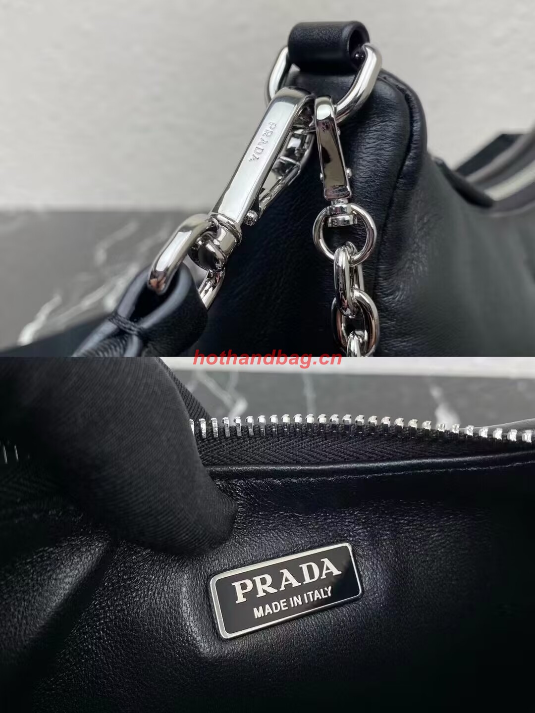 Prada leather shoulder bag 1AH024 black Prada leather shoulder bag 1AH024 black