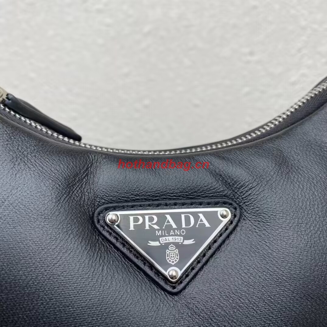 Prada leather shoulder bag 1AH024 black Prada leather shoulder bag 1AH024 black