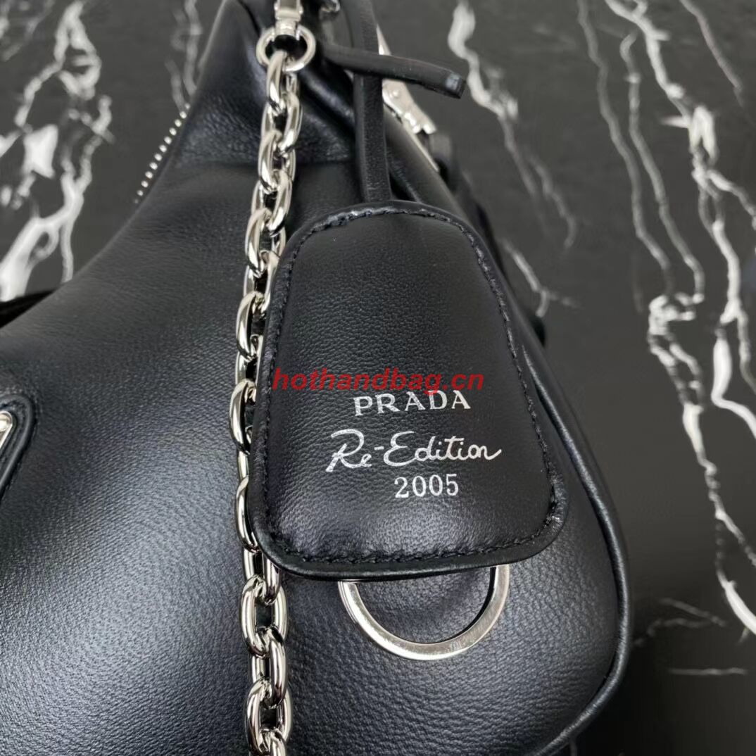 Prada leather shoulder bag 1AH024 black Prada leather shoulder bag 1AH024 black