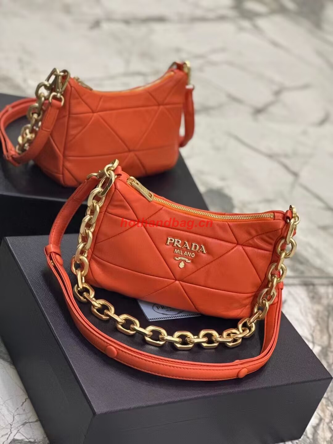 Prada leather shoulder bag 1BH117 orange Prada leather shoulder bag 1BH117 orange