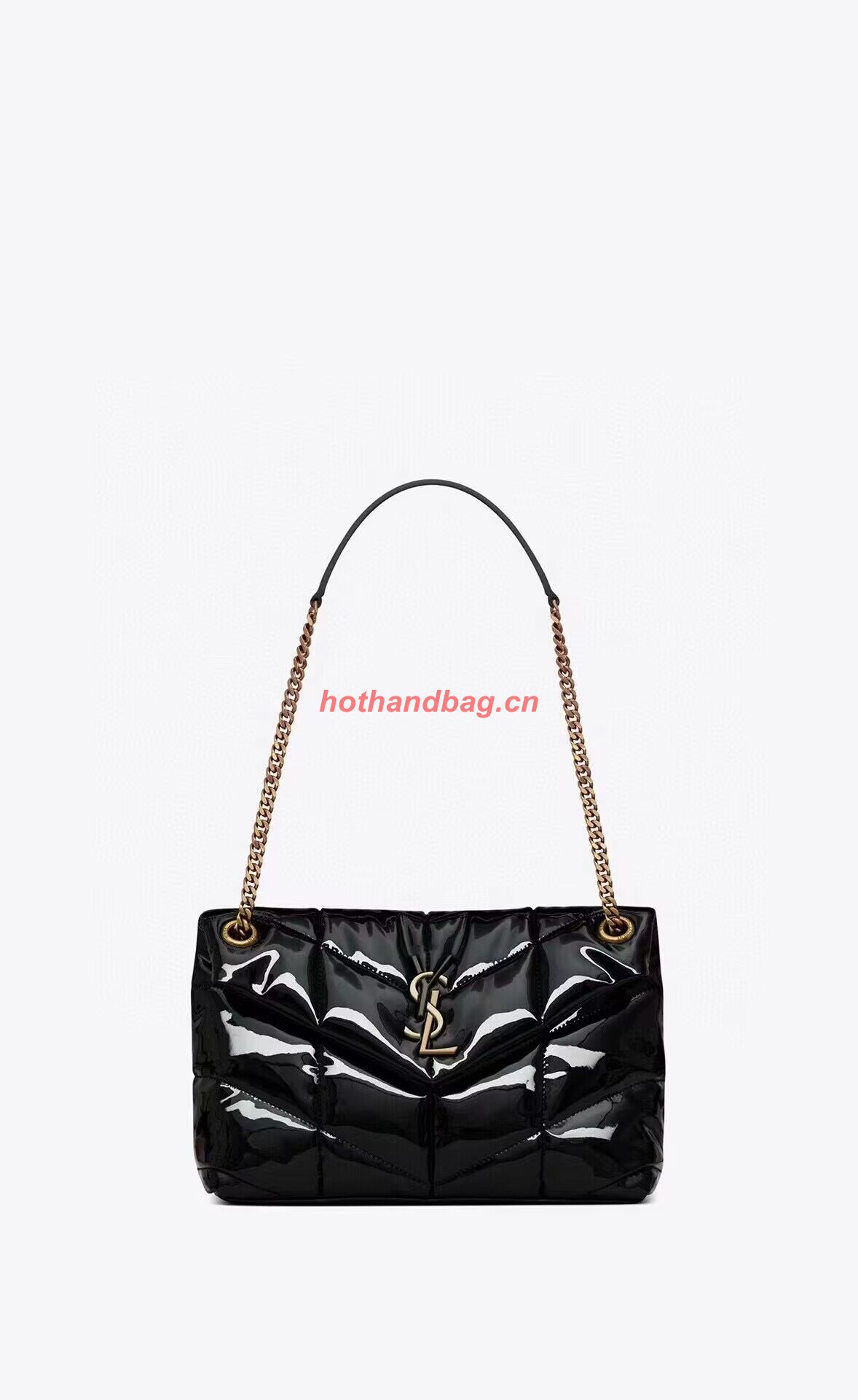 SAINT LAUREN PUFFER SMALL CHAIN BAG IN QUILTED PATENT Y777476 black SAINT LAUREN PUFFER SMALL CHAIN BAG IN QUILTED PATENT Y777476 black