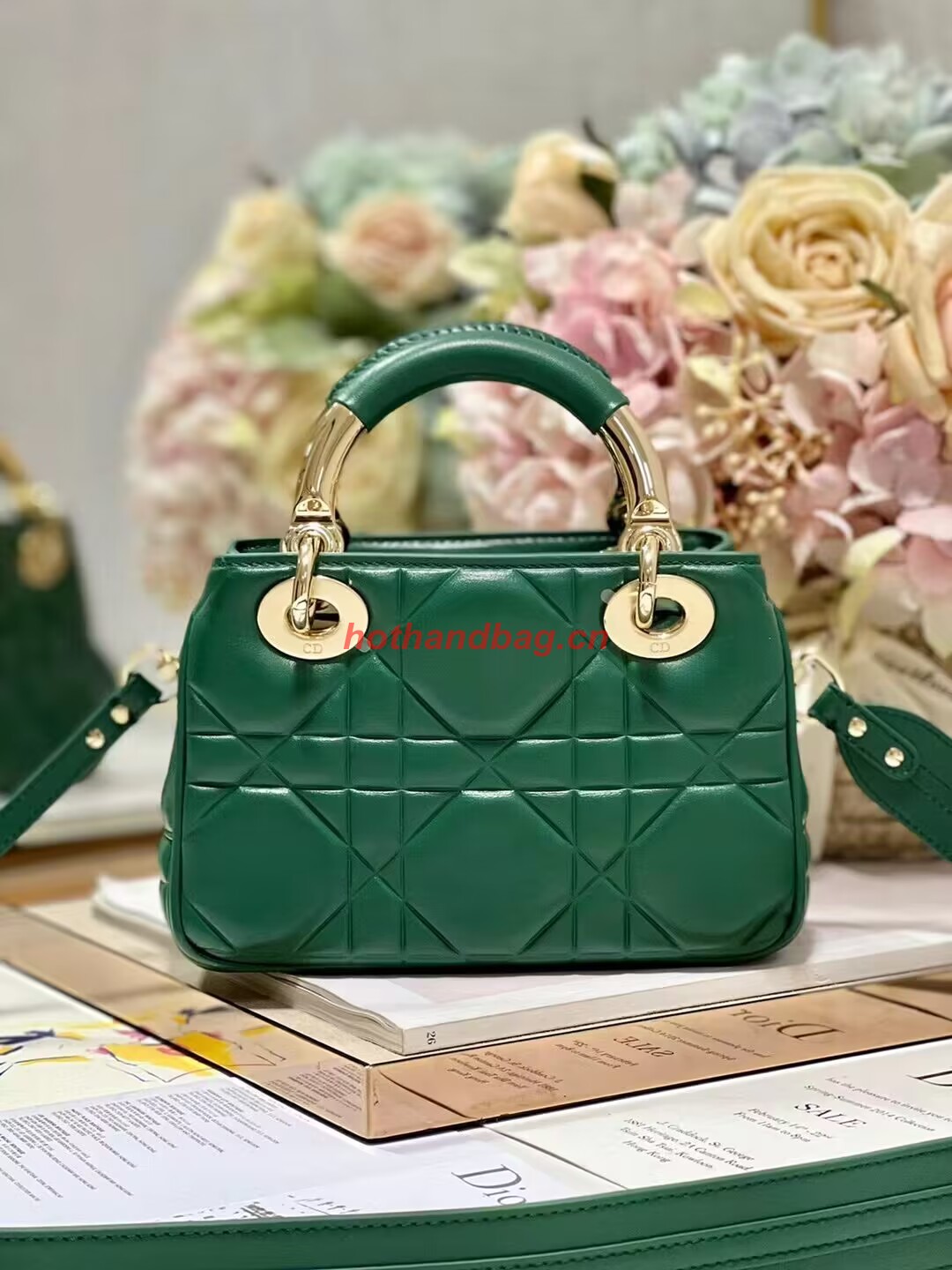 LADY DIOR TOP HANDLE SMALL BAG Cannage Lambskin C0620 green LADY DIOR TOP HANDLE SMALL BAG Cannage Lambskin C0620 green