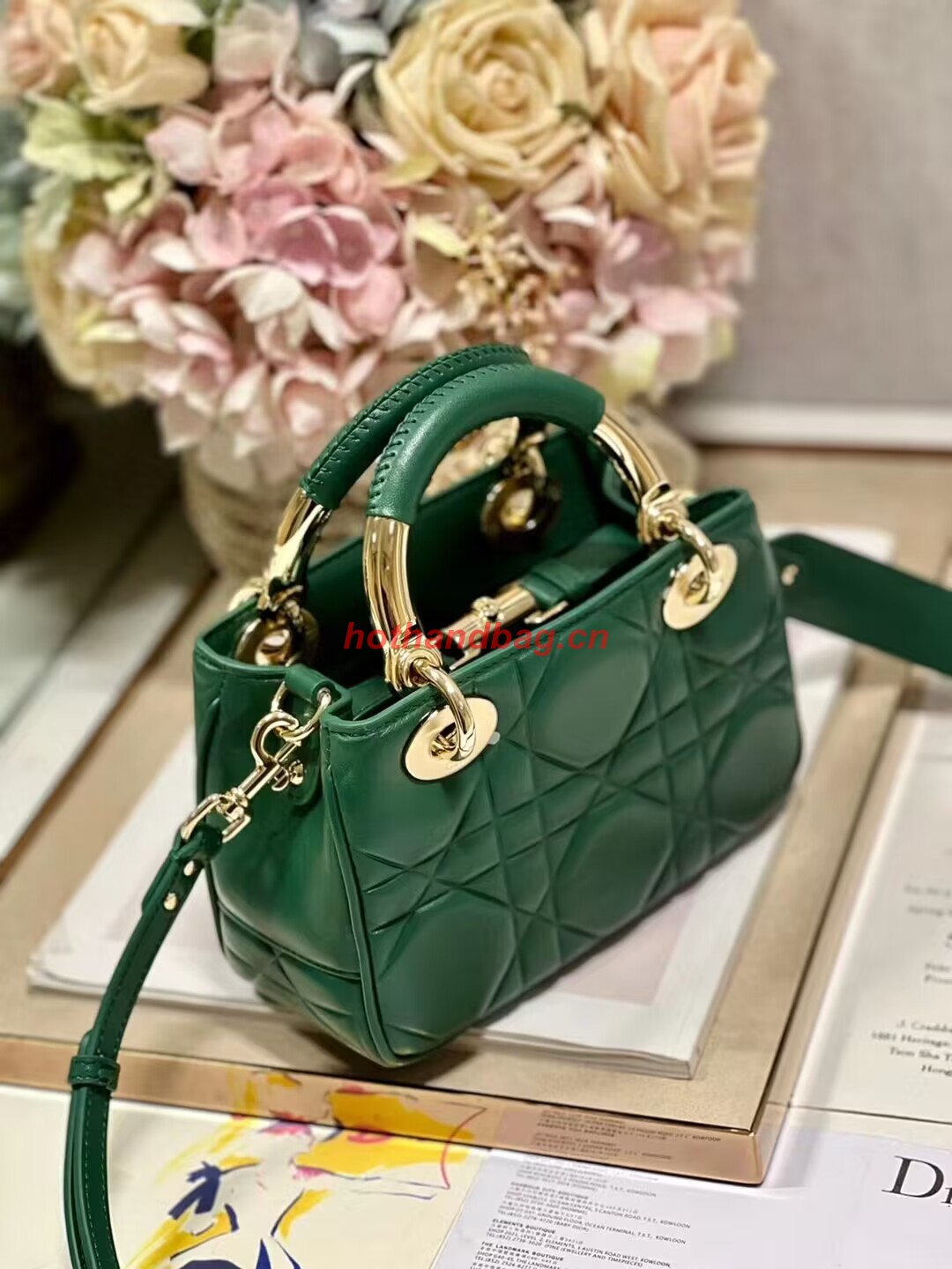 LADY DIOR TOP HANDLE SMALL BAG Cannage Lambskin C0620 green LADY DIOR TOP HANDLE SMALL BAG Cannage Lambskin C0620 green