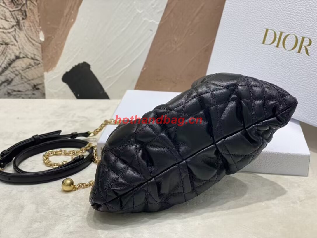 SMALL DIOR AMMI BAG Sand BLACK Supple Macrocannage Lambskin M22567F SMALL DIOR AMMI BAG Sand BLACK Supple Macrocannage Lambskin M22567F