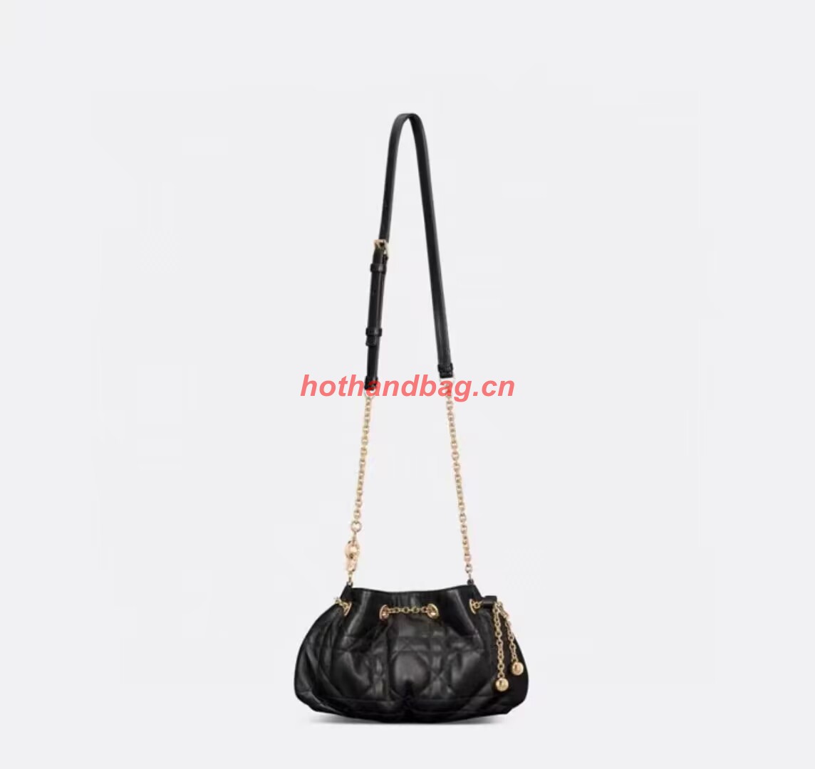SMALL DIOR AMMI BAG Sand BLACK Supple Macrocannage Lambskin M22567F SMALL DIOR AMMI BAG Sand BLACK Supple Macrocannage Lambskin M22567F