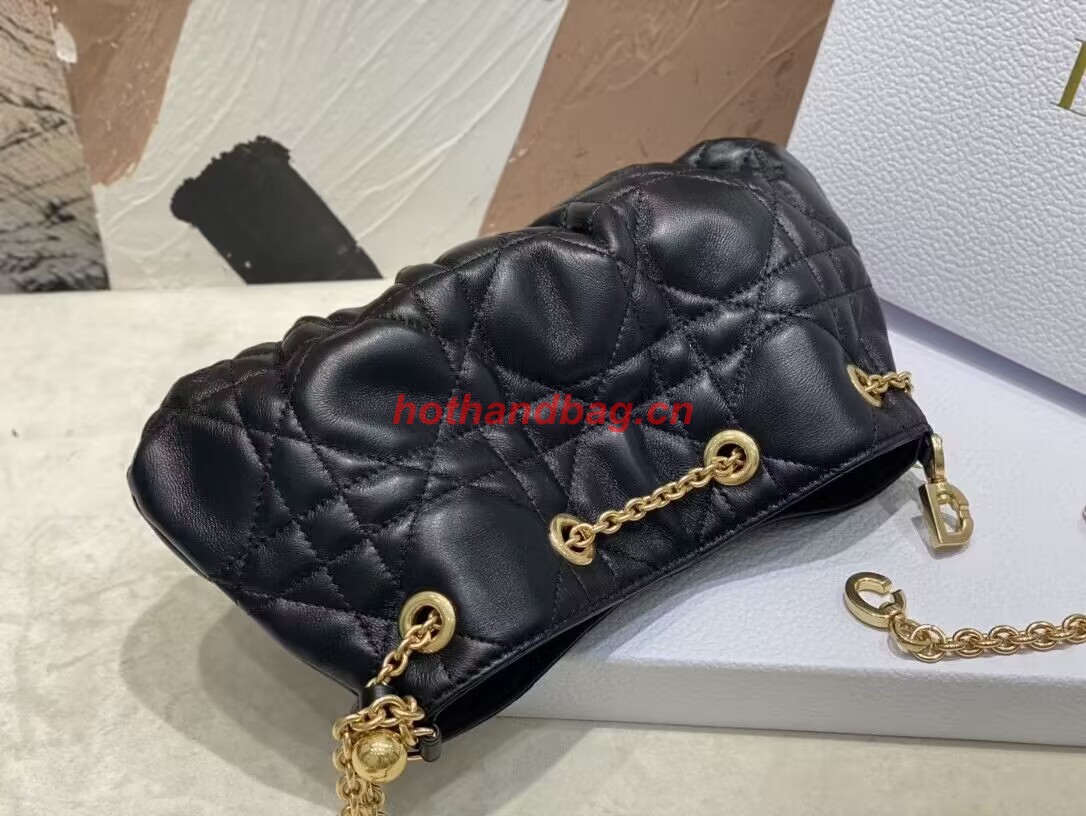 SMALL DIOR AMMI BAG Sand BLACK Supple Macrocannage Lambskin M22567F SMALL DIOR AMMI BAG Sand BLACK Supple Macrocannage Lambskin M22567F