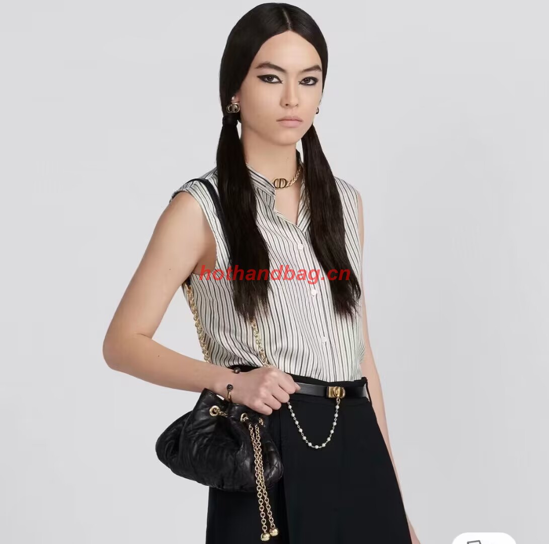 SMALL DIOR AMMI BAG Sand BLACK Supple Macrocannage Lambskin M22567F SMALL DIOR AMMI BAG Sand BLACK Supple Macrocannage Lambskin M22567F