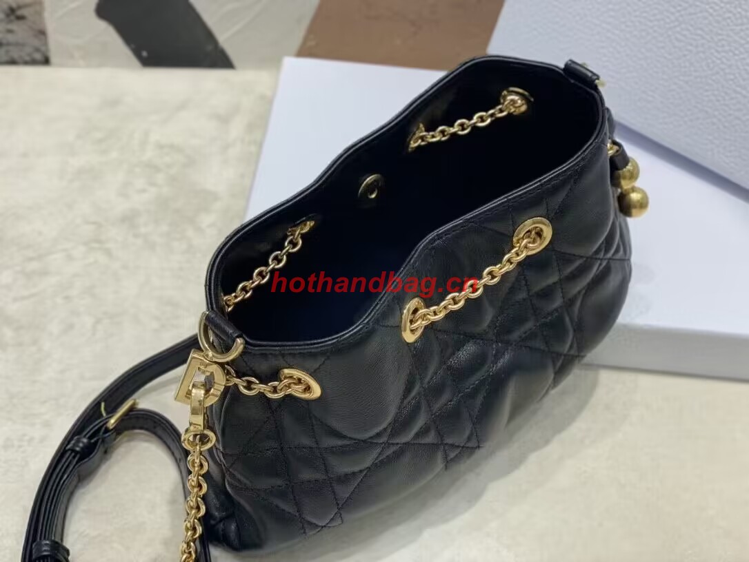 SMALL DIOR AMMI BAG Sand BLACK Supple Macrocannage Lambskin M22567F SMALL DIOR AMMI BAG Sand BLACK Supple Macrocannage Lambskin M22567F