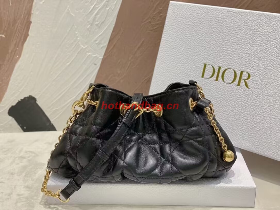SMALL DIOR AMMI BAG Sand BLACK Supple Macrocannage Lambskin M22567F SMALL DIOR AMMI BAG Sand BLACK Supple Macrocannage Lambskin M22567F