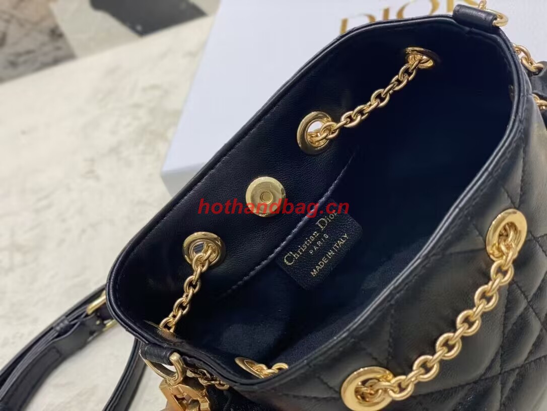 SMALL DIOR AMMI BAG Sand BLACK Supple Macrocannage Lambskin M22567F SMALL DIOR AMMI BAG Sand BLACK Supple Macrocannage Lambskin M22567F