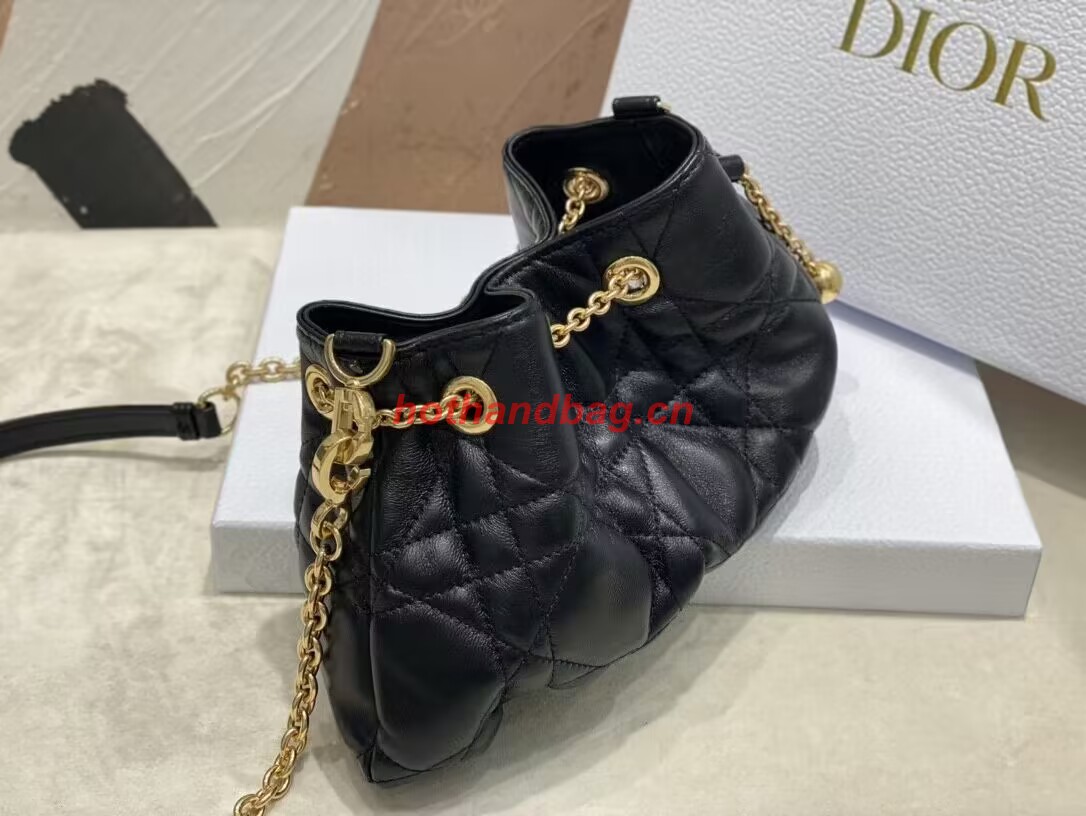 SMALL DIOR AMMI BAG Sand BLACK Supple Macrocannage Lambskin M22567F SMALL DIOR AMMI BAG Sand BLACK Supple Macrocannage Lambskin M22567F