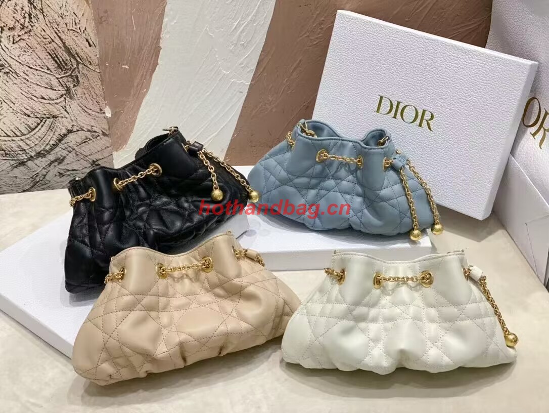 SMALL DIOR AMMI BAG Sand BLACK Supple Macrocannage Lambskin M22567F SMALL DIOR AMMI BAG Sand BLACK Supple Macrocannage Lambskin M22567F