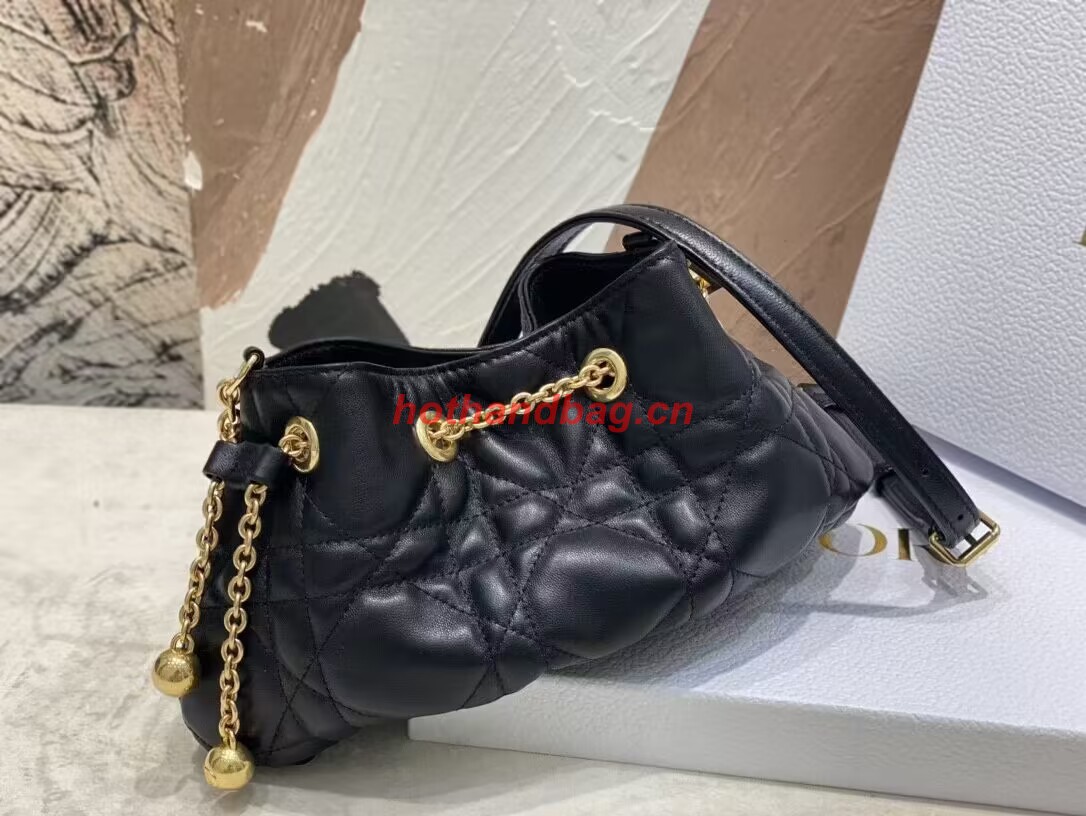 SMALL DIOR AMMI BAG Sand BLACK Supple Macrocannage Lambskin M22567F SMALL DIOR AMMI BAG Sand BLACK Supple Macrocannage Lambskin M22567F