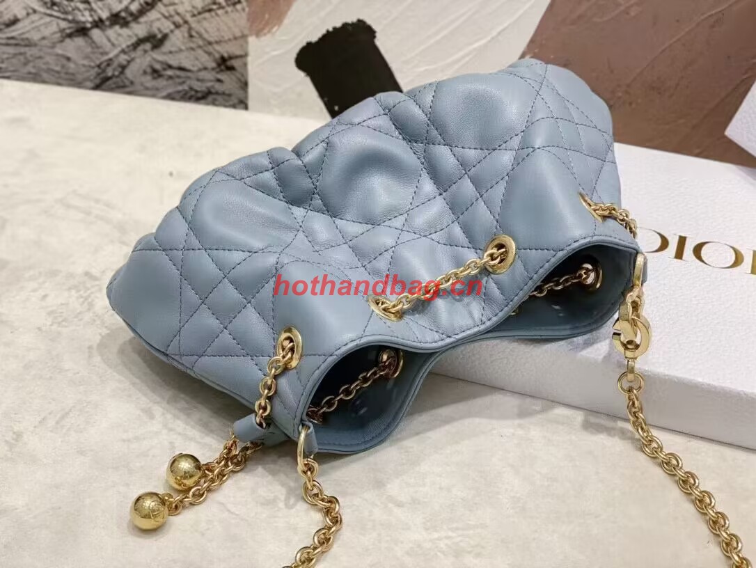SMALL DIOR AMMI BAG Sand BLUESupple Macrocannage Lambskin M22567F SMALL DIOR AMMI BAG Sand BLUESupple Macrocannage Lambskin M22567F