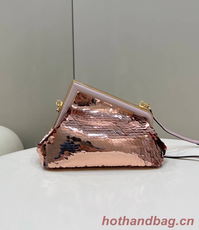 Fendi First Small sequinned bag 8BP129 pink