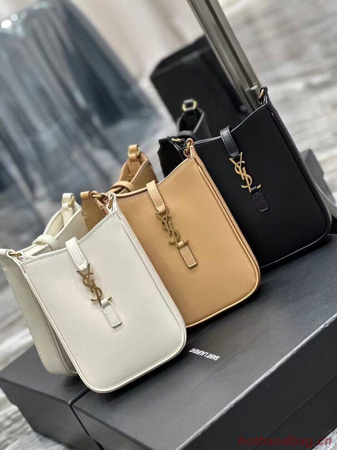 SAINT LAURENT LE 5 A 7 MINI VERTICAL IN SHINY LEATHER 7352142 BROWN GOLD SAINT LAURENT LE 5 A 7 MINI VERTICAL IN SHINY LEATHER 7352142 BROWN GOLD