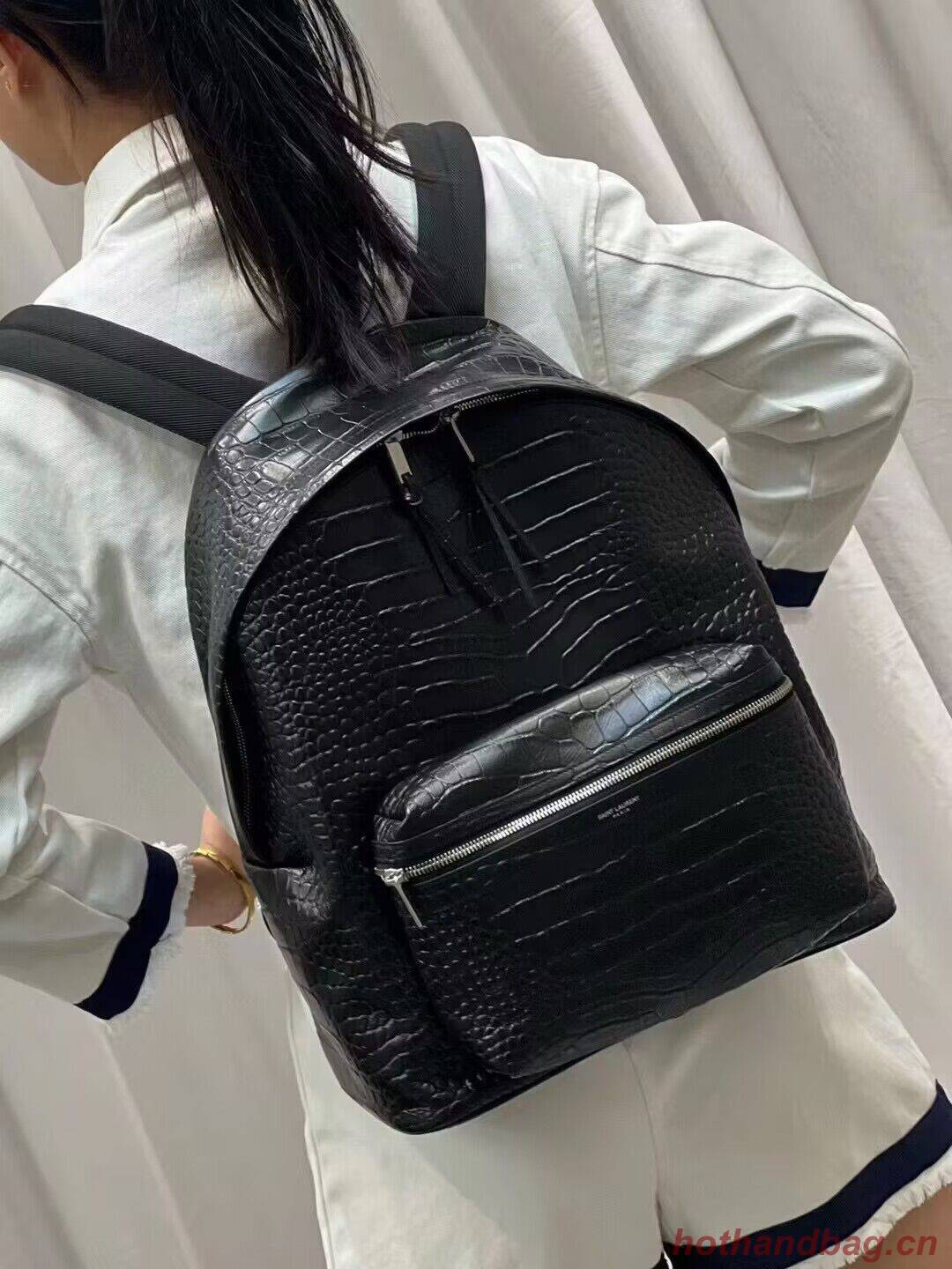 SAINT LAURENT LEATHER large knapsack Y886653 black SAINT LAURENT LEATHER large knapsack Y886653 black