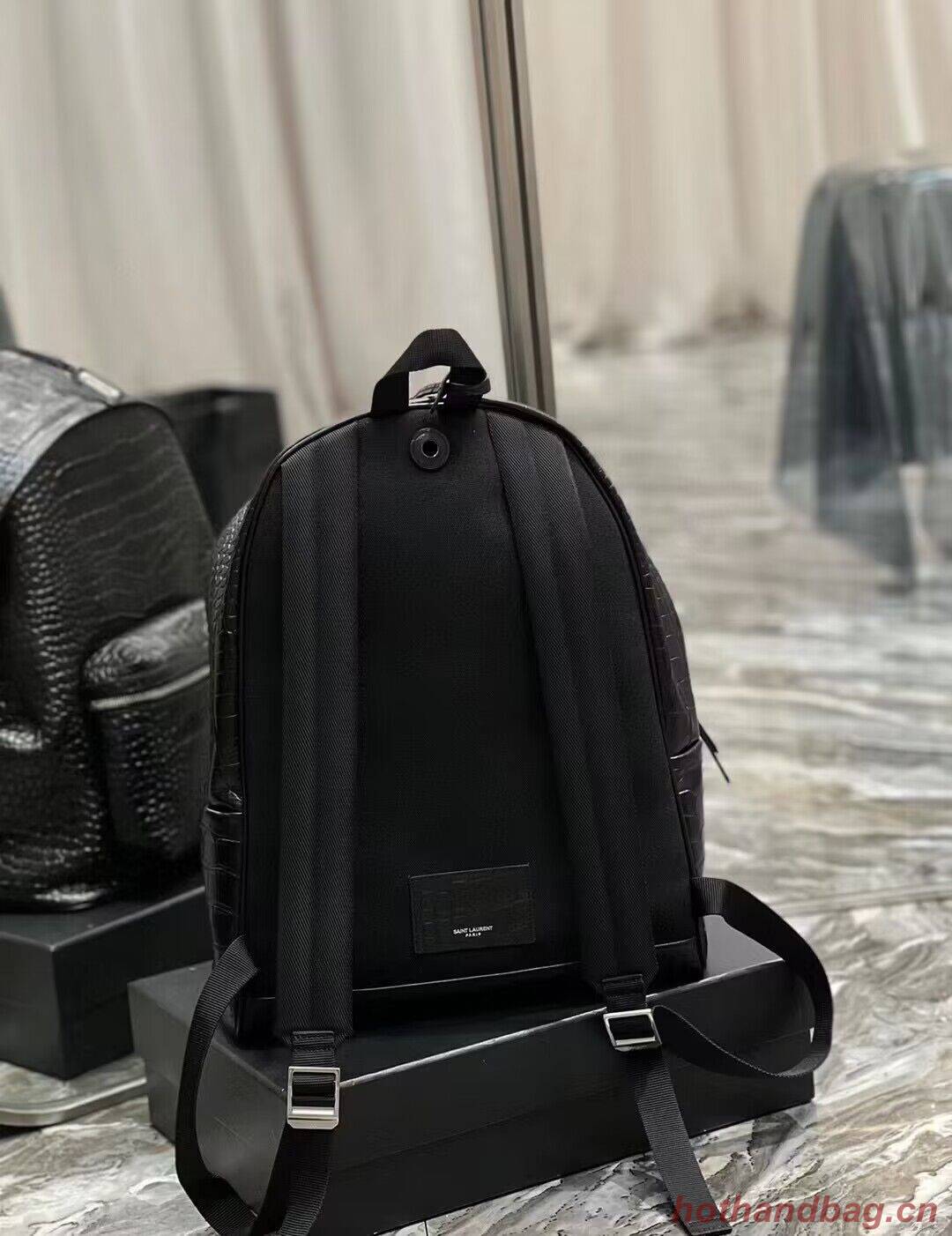 SAINT LAURENT LEATHER large knapsack Y886653 black SAINT LAURENT LEATHER large knapsack Y886653 black