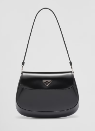 Prada Cleo brushed leather shoulder bag with flap 1BD311 black Prada Cleo brushed leather shoulder bag with flap 1BD311 black