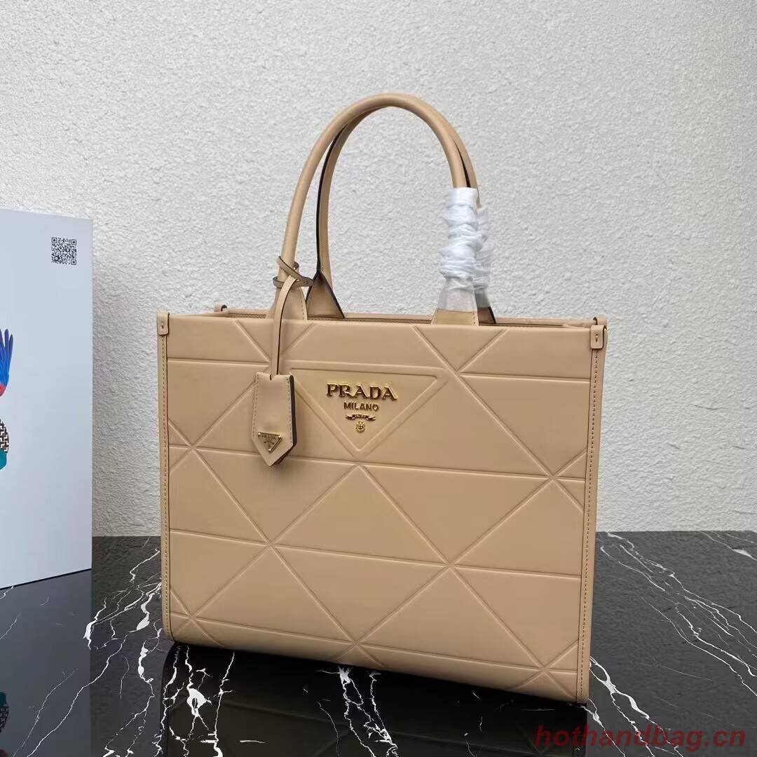 Medium leather Prada Symbole bag with topstitching 1BA378 Sand Beige Medium leather Prada Symbole bag with topstitching 1BA378 Sand Beige