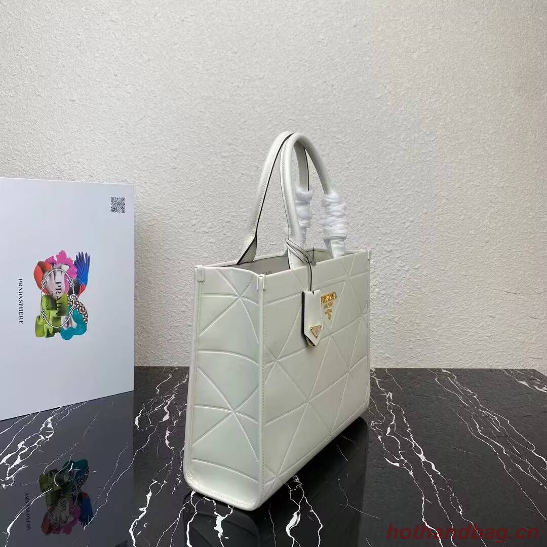 Medium leather Prada Symbole bag with topstitching 1BA378 white Medium leather Prada Symbole bag with topstitching 1BA378 white