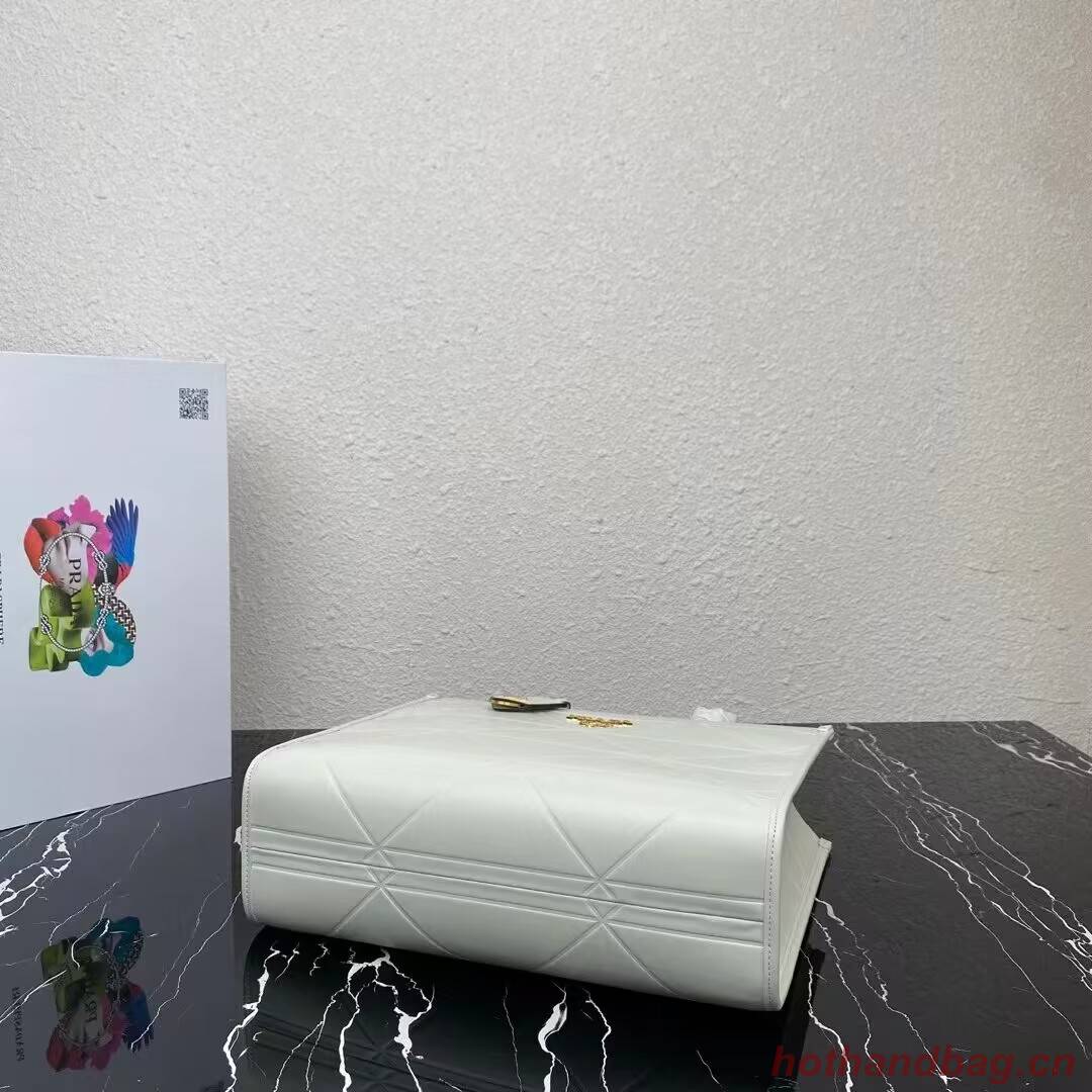 Medium leather Prada Symbole bag with topstitching 1BA378 white Medium leather Prada Symbole bag with topstitching 1BA378 white